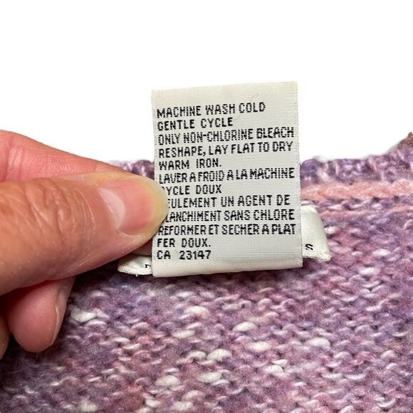 Talbots snowman pink/purple novelty appliqué sweater size large petite - Picture 6 of 8